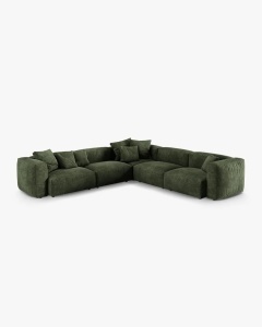 COLTAR SIMETRIC MARTINA, 316X316 CM, ADANCIME SCAUN 76 CM, VERDE, TAPITAT CU TAPITERIE DIN TEXTIL CATIFEA VOGUE, MICADONI