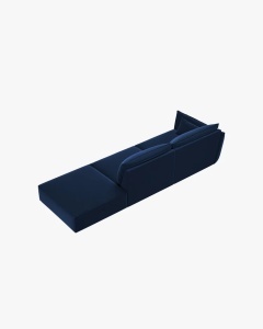 COLTAR SPATIOS SI CONFORTABIL KAELLE, 264 CM, PE DREAPTA, ALBASTRU ROYAL, CU TAPITERIE DIN TEXTIL CATIFEA BLUVEL, MICADONI - Img 3