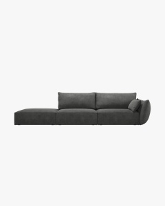COLTAR SPATIOS SI CONFORTABIL KAELLE, 264 CM, PE STANGA, GRI INCHIS, CU TAPITERIE DIN TEXTIL CHENILLE OVER THE HORIZON, MICADONI
