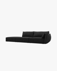 COLTAR SPATIOS SI CONFORTABIL KAELLE, 264 CM, PE STANGA, NEGRU, CU TAPITERIE DIN TEXTIL CHENILLE OVER THE HORIZON, MICADONI - Img 2