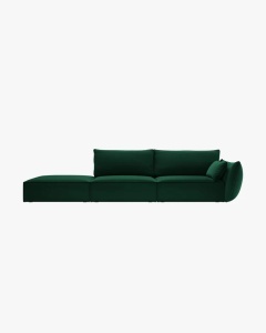 COLTAR SPATIOS SI CONFORTABIL KAELLE, 264 CM, PE STANGA, VERDE SMARALD, CU TAPITERIE DIN TEXTIL CATIFEA BLUVEL, MICADONI