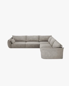 COLTAR SPATIOS SI CONFORTABIL KAELLE, 286 CM, CU 7 LOCURI, GRI DESCHIS, CU TAPITERIE DIN TEXTIL CHENILLE OVER THE HORIZON, MICADONI