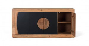 COMODA/BUFET 160CM, NATURAL/NEGRU, DIN LEMN DE MANGO, DESIGN EXTRAVAGANT - Img 4