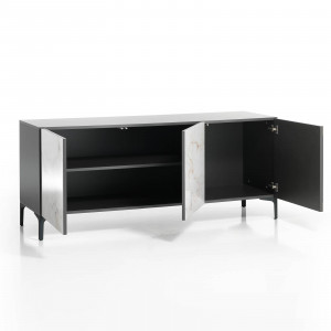 COMODA/BUFET 165CM, KIM ALABASTRU, COD 4970, STIL MODERN, REALIZATA DIN METAL SI PANOURI ECO - Img 2