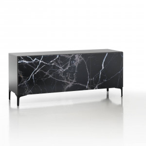 COMODA/BUFET 165CM, KIM BLACK, COD 4969, STIL MODERN, REALIZATA DIN METAL SI PANOURI ECO