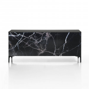 COMODA/BUFET 165CM, KIM BLACK, COD 4969, STIL MODERN, REALIZATA DIN METAL SI PANOURI ECO - Img 3