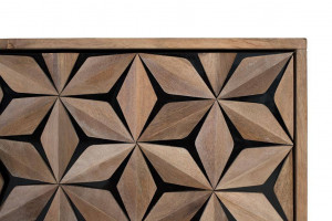COMODA/BUFET 177CM, NATURAL/NEGRU, DIN LEMN DE MANGO SI PICIOARE DIN METAL, DESIGN EXTRAVAGANT - Img 6