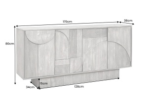 COMODA/BUFET, ART DECO 170CM, 3D, LEMN DE MANGO, GRI, ARTIM GROUP SELECTION - Img 2