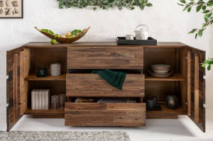 COMODA/BUFET, STIL INDUSTRIAL, WOTAN II 170CM, DIN LEMN MASIV, MDF SI FURNIR, COD 40990 - Img 7