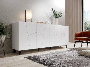 COMODA, CAMA-ETNA-KOM-BI/BI 200CM, DIN PLACI LAMINATE SI MDF, ALB MAT, DESIGN MODERN - Img 2