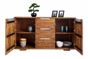 COMODA DIN LEMN MASIV DE TRANDAFIR 145CM, GOA, COD 35858, STIL RUSTIC - Img 3