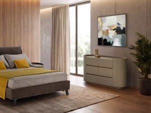 COMODA DORMITOR CIRZE 140CM, REALIZATA DIN METAL, MDF SI PIELE, DESIGN MODERN, PRODUS DE LUX - Img 3