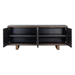 COMODA HUNTER, 200 CM, 7481, CU 4 USI, NEGRU RUSTIC, DIN FURNIR DE STEJAR SI METAL, RICHMOND INTERIORS - Img 4