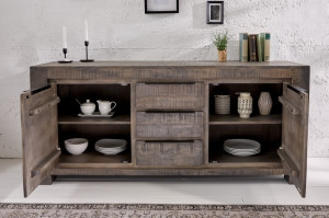 COMODA, IRON CRAFT 175CM, DIN LEMN DE MANGO, COD 39277, STIL VINTAGE INDUSTRIAL - Img 3