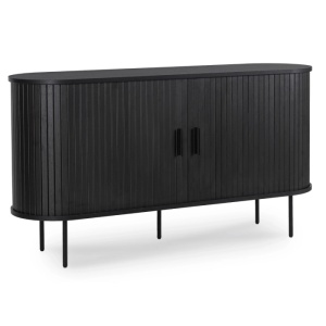 COMODA LIVING 140CM, ARTIM MEBLE, CU 2 USI GLISANTE SI SERTARE, REALIZATA DIN MDF, CULOARE NUC, STIL MODERN