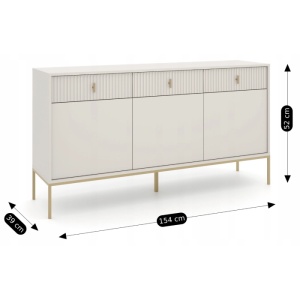 COMODA LIVING 155CM, ARTIM MEBLE, CU 3 USI, REALIZATA DIN MDF, CULOARE BEJ/AURIU, STIL MODERN - Img 5