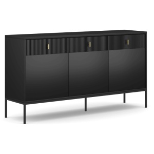 COMODA LIVING 155CM, ARTIM MEBLE, CU 3 USI, REALIZATA DIN MDF, CULOARE NEAGRA, STIL MODERN