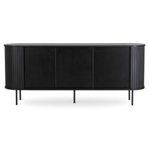 COMODA LIVING 180CM, ARTIM MEBLE, CU 2 USI SI SERTARE, REALIZAT DIN MDF SI METAL, CULOARE NEAGRA, STIL MODERN - Img 5