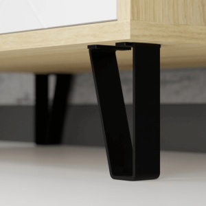 COMODA LIVING 183CM, ARTIM MEBLE, CU 2 USI SI 3 SERTARE, REALIZAT DIN MDF SI METAL, CULOARE ALB/STEJAR, STIL MODERN - Img 5