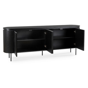 COMODA LIVING 200CM, ARTIM MEBLE, CU 4 USI, REALIZAT DIN MDF SI METAL, CULOARE NEGRU, STIL MODERN - Img 4