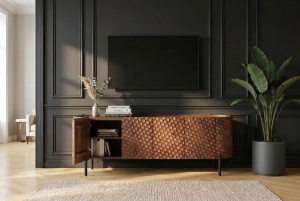 COMODA LIVING, ALDON 160CM, REALIZAT DIN LEMN DE MANGO 3D SI METAL, CULOARE MARO, ARTIM GROUP SELECTION - Img 2