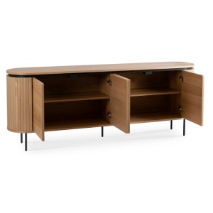 COMODA LIVING, ARTIM MEBLE, CU 4 USI, REALIZAT DIN MDF SI METAL, CULOARE NEGRU/STEJAR, STIL MODERN - Img 3