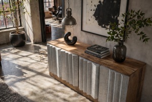 COMODA LIVING DEOSEBITA, ZALVERO 155CM, REALIZATA DIN LEMN DE MANGO SI METAL, ALUMINIU, CULOARE NATUR/ALUMINIU, INVICTA INTERIOR - Img 8