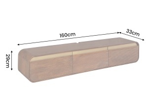 COMODA LIVING TV 160CM, REALIZATA DIN LEMN DE MANGO, DETALII AURII, CULOARE MARO/AURIU - Img 8