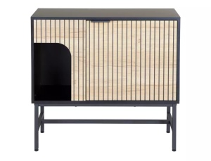 COMODA MAGO K3, STEJAR/NEGRU MAT, DIN PAL LAMINAT SI METAL, STIL MODERN - Img 3