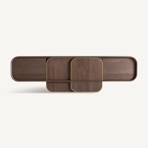 COMODA MODERNA DE LIVING 200CM, REALIZATA DIN LEMN DE STEJAR, CULOARE NUC - Img 3