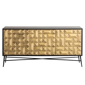 COMODA TETRO, 160 CM, NEGRU/AURIU, DIN MDF, LEMN DE MANGO SI METAL, RICHMOND INTERIORS - Img 2