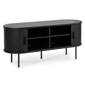 COMODA TV 120CM, ARTIM MEBLE, CU 2 USI, REALIZATA DIN MDF, CULOARE NEAGRA, STIL MODERN - Img 3