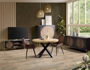 COMODA TV 145CM, NEGRU/NUC INCHIS, DIN LEMN DE MANGO/AURIU, GINER Y COLOMER - Img 3