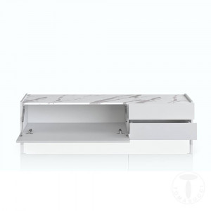 COMODA TV 160CM, EDDY, COD 4382, STIL MODERN, REALIZATA PANOURI LAMINATE, ALB HIGH GLOSS - Img 3
