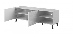 COMODA TV, ABETTO 150CM, DIN PLACI LAMINATE SI MDF, ALB, DESIGN MODERN - Img 8