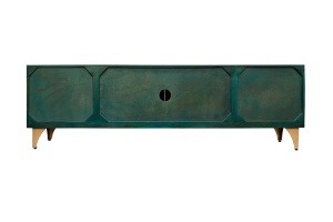 COMODA TV GOLDEN SUNSET 180CM, REALIZAT DIN LEMN DE MANGO, DE CULOARE TURCOAZ, MODEL 3D, ARTIM GROUP - Img 2