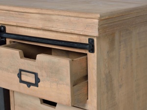 COMODA TV INDUSTRIAL 170CM, REALIZATA DIN LEMN DE MANGO SI METAL, CULOARE NATUR/GRI, GINER Y COLOMER - Img 5