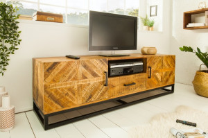 COMODA TV, INFINITY 160CM, DIN LEMN MASIV DE MANGO, COD 39240, DESIGN VINTAGE - Img 1