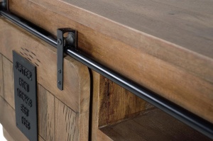 COMODA TV JUPITER 180CM, REALIZATA DIN LEMN DE MANGO SI METAL, CULOARE NATUR/NEGRU, GINER Y COLOMER - Img 6