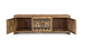 COMODA TV KEA 150CM, REALIZATA DIN LEMN DE MANGO, CULOARE NATUR/MULTICOLOR, GINER Y COLOMER - Img 3