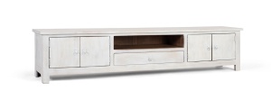 COMODA TV LAHORE 230CM, REALIZATA DIN LEMN DE MANGO SI METAL, CULOARE ALB ANTICHIZAT, GINER Y COLOMER