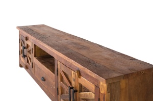 COMODA TV NASHVILLE 220CM, REALIZATA DIN LEMN DE MANGO SI METAL, CULOARE NUC, GINER Y COLOMER - Img 4