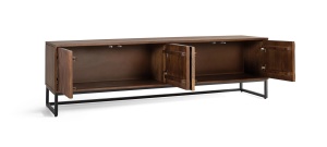 COMODA TV OCASO 170CM, REALIZATA DIN LEMN DE MANGO SI METAL, CULOARE NUC INCHIS, GINER Y COLOMER - Img 3