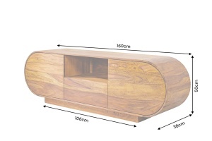 COMODA TV ORGANIKO 160CM, REALIZATA DIN LEMN MASIV DE TRANDAFIR, CULOARE MARO, INVICTA INTERIOR - Img 7