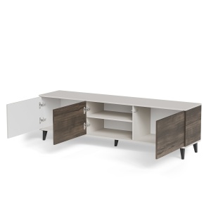 COMODA TV RANDOM 2 RTV-2, 180X52 CM, CASMIR/NUC/NEGRU, DIN MDF FURNIRUIT, POLIPROPILENA SI METAL, STIL MODERN - Img 2