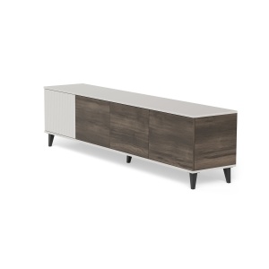 COMODA TV RANDOM 2 RTV-3, 200X52 CM, CASMIR/NUC/NEGRU, DIN MDF FURNIRUIT, POLIPROPILENA SI METAL, STIL MODERN - Img 5