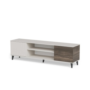 COMODA TV RANDOM 2 RTV-K+SEMINEU, 180X52 CM, CASMIR/NUC/NEGRU, DIN MDF FURNIRUIT, POLIPROPILENA SI METAL, STIL MODERN - Img 6