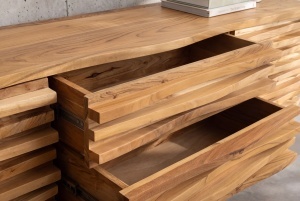 COMODA TV RELIEF 175CM, REALIZATA DIN LEMN MASIV DE SALCAM, CULOARE NATUR, MONTAJ PE PERETE, INVICTA INTERIOR - Img 10