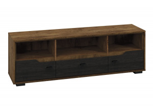 COMODA TV SHELVE 11 DIN PLACI LAMINATE DE CALITATE CU 3 SERTARE CULOARE STEJAR - Img 1