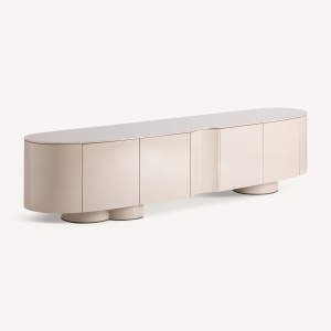 COMODA TV SINGEN 220CM, REALIZAT DIN MDF, FURNIR, STIL CONTEMPORAN, FINISAJ CREM, VICAL HOME - Img 2